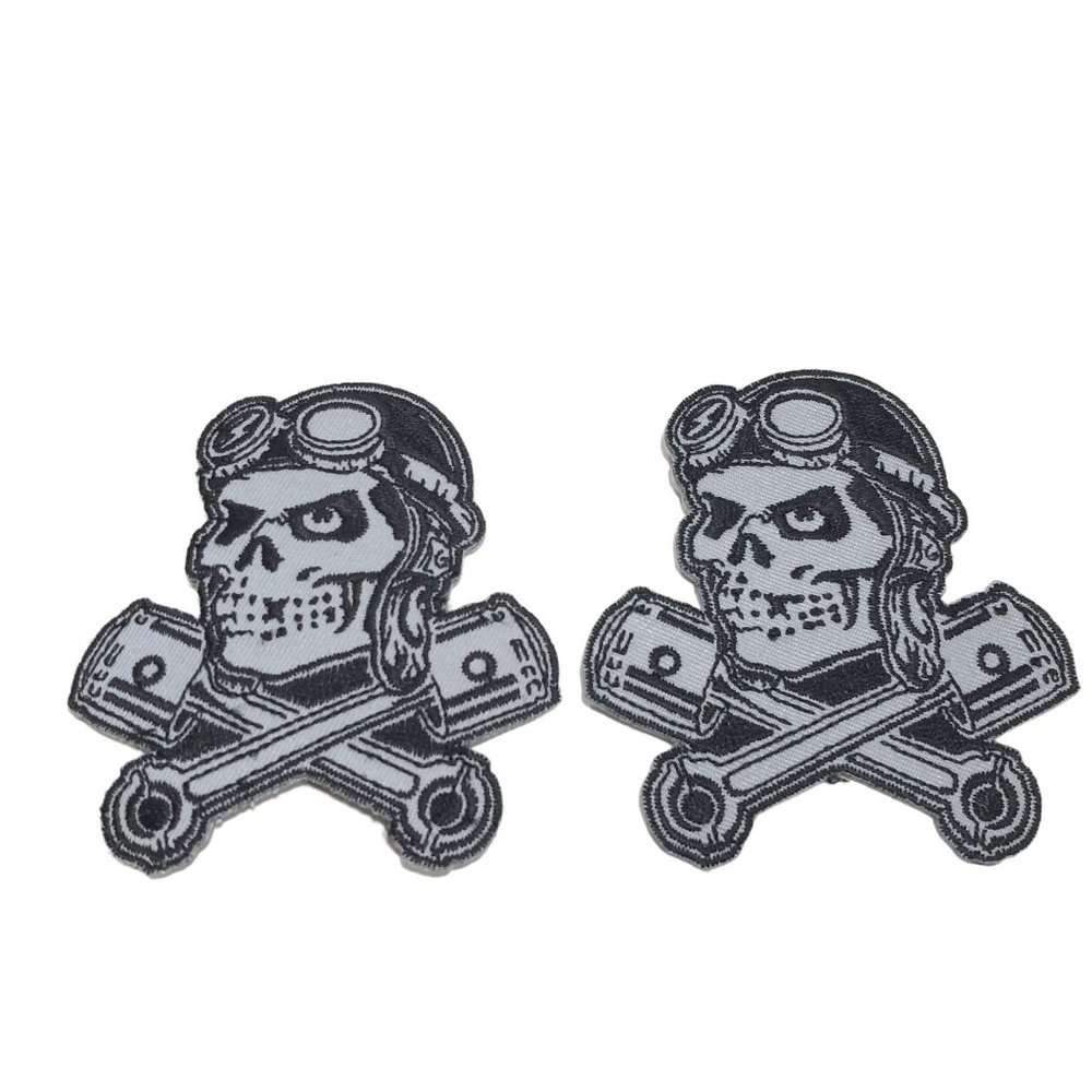 Skull And Pistons Patch Motor and skull 4Pc Bundle Iron Sew on